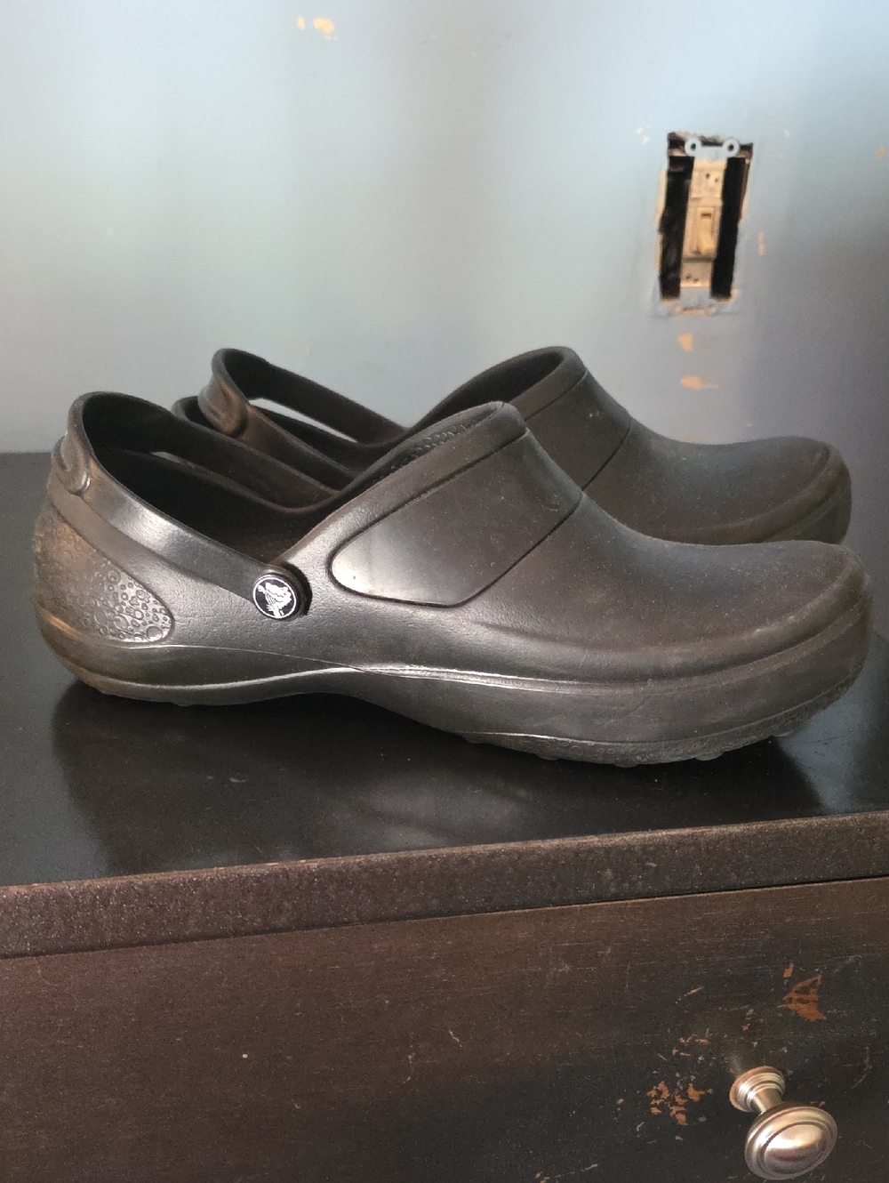 CROCS Men's Black Classic Work Clog with Heel Strap
